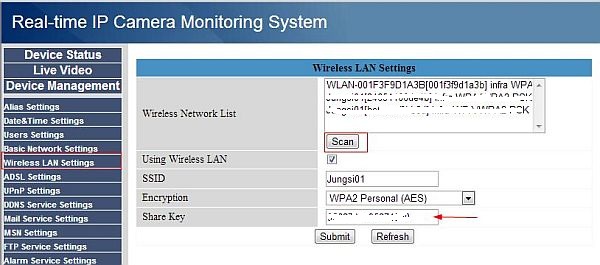 Foscam W-Lan Settings kl Foscam W-Lan Settings