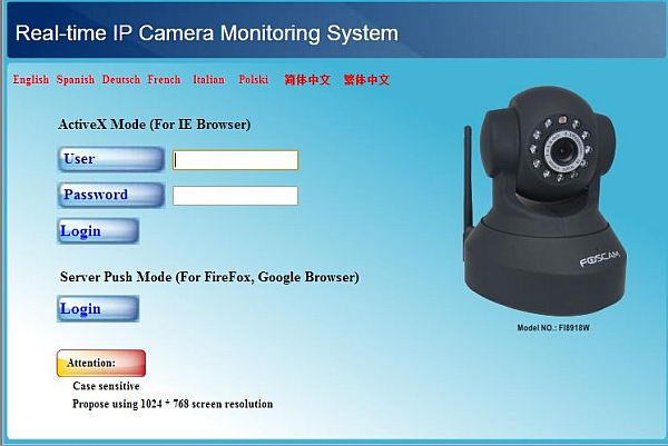 Foscam login kl Foscam 8918W Login