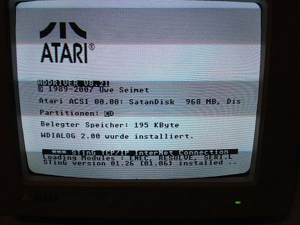 Atari EtherNEC - Bootscreen mit StinG am Schluss Atari EtherNEC - Bootscreen mit StinG am Schluss