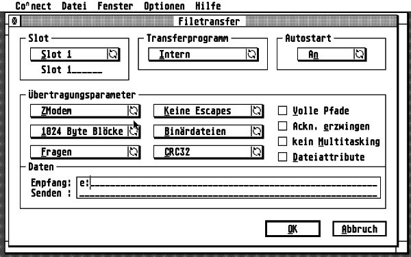 Terminal Filetransfer Einstellungen