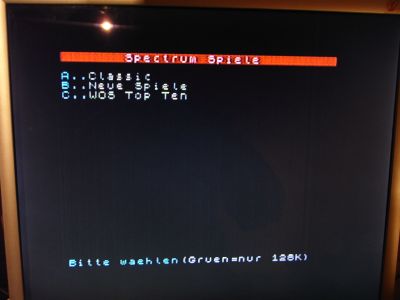 Spectranet "boot.zx" Menü 1