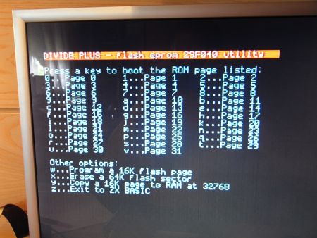 Screen zum Flashen des DivIDE plus