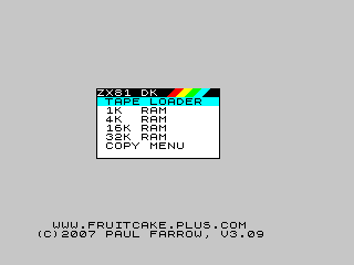 ZX81 dk'tronics ROM Menü