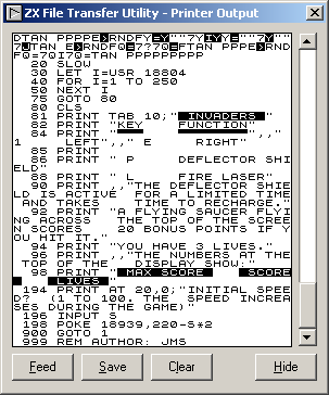 ZX File Transfer - Drucker Ausgabe