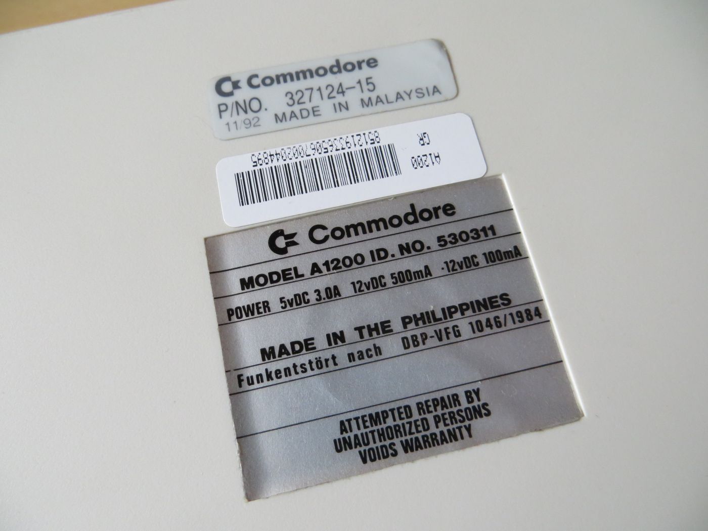 Amiga 1200 Label Unterseite