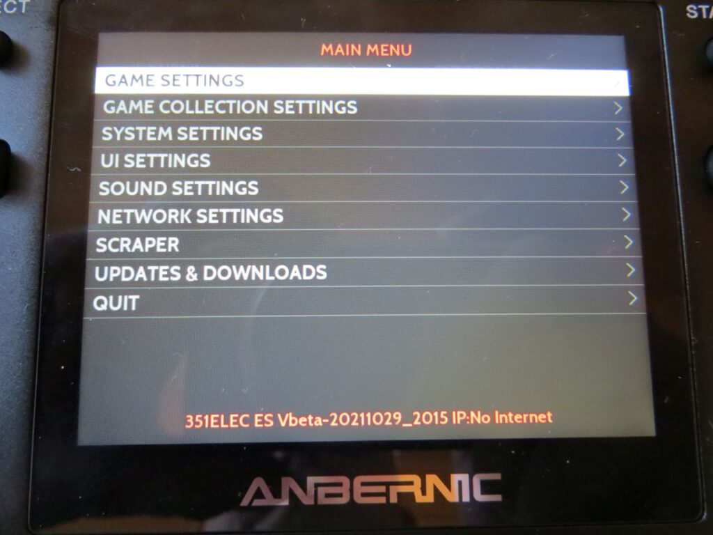 Anbernic RG 351MP - Open Elec Menü