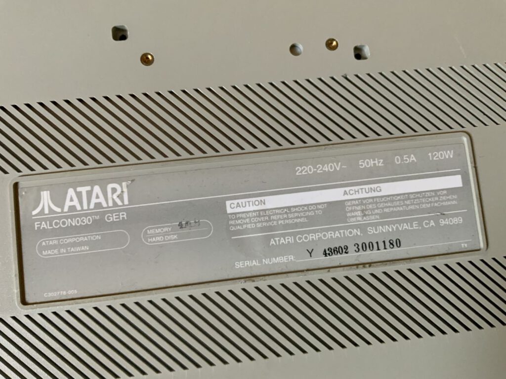Atari Falcon030 - Seriennummer