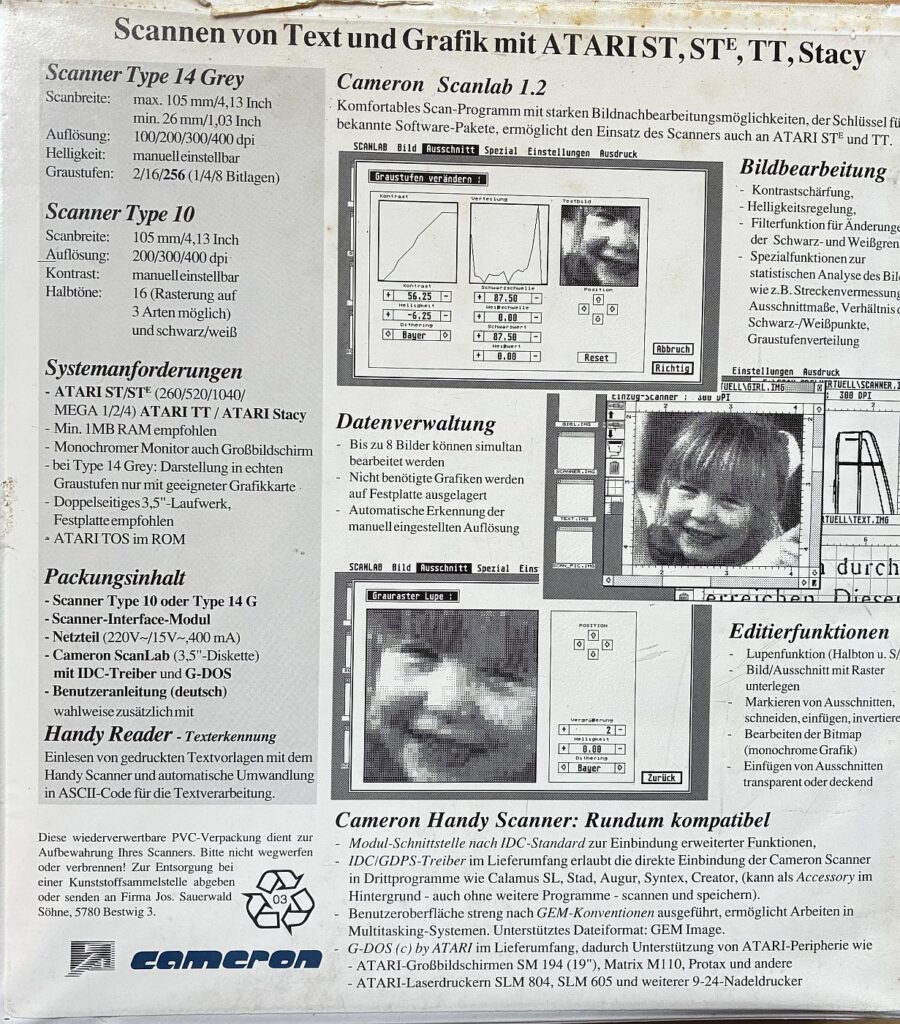 Cameron Handy Scanner - Box - Unterseite