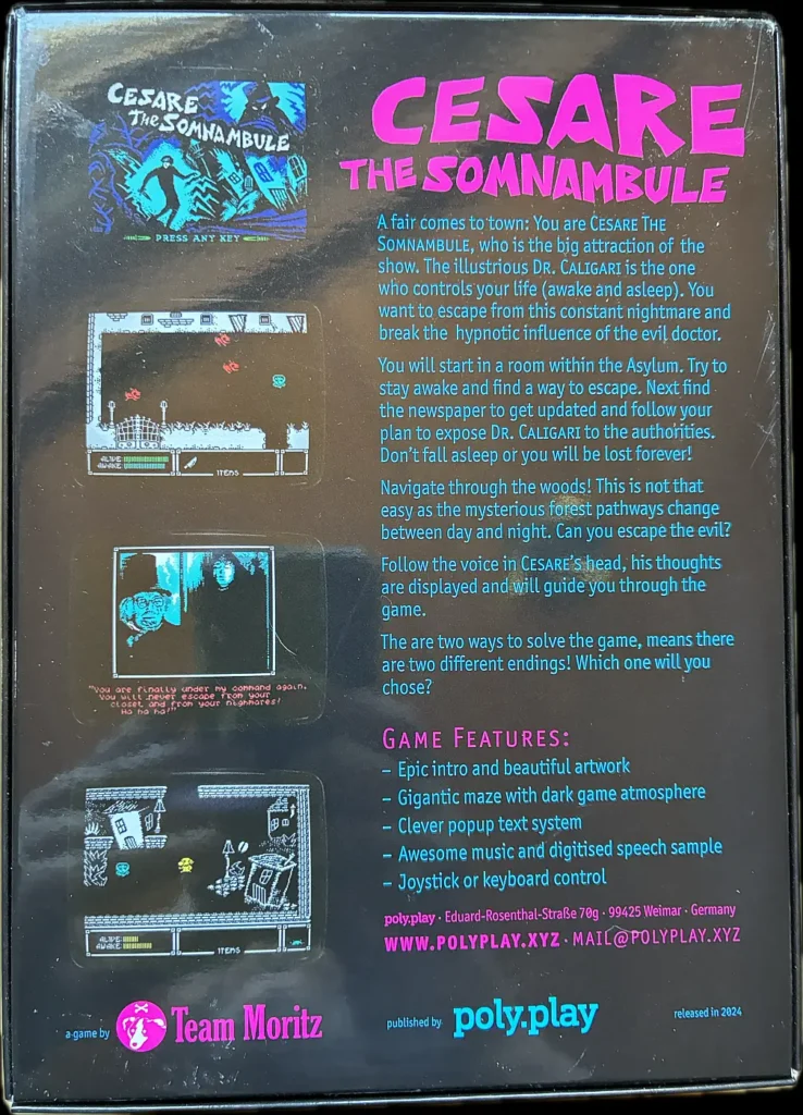 Cesare The Somnambule - Box Rückseite