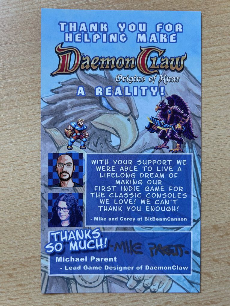 Daemon Claw - Dankeskarte mit Unterschrift