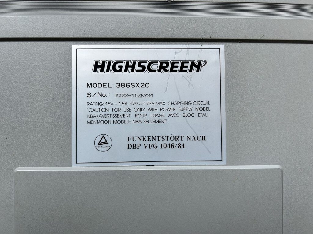 Highscreen 386 SX 20 - Modellaufkleber
