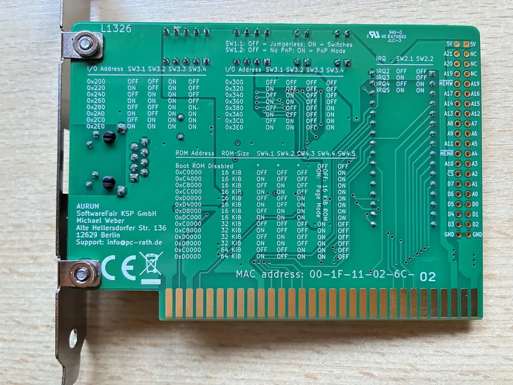 ISA 8-bit Ethernet Controller