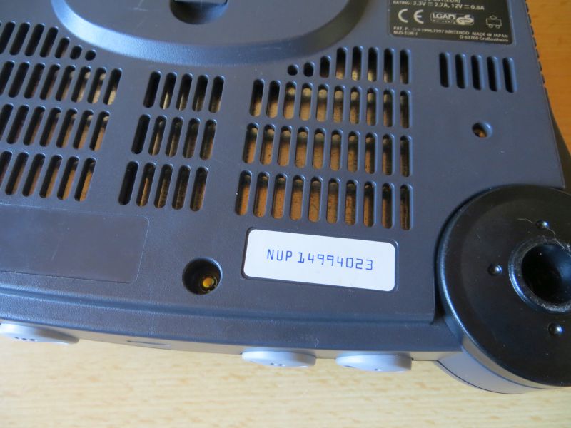 Nintendo 64 Seriennummer