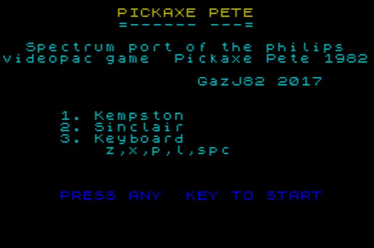 Pickaxe Pete - Startscreen