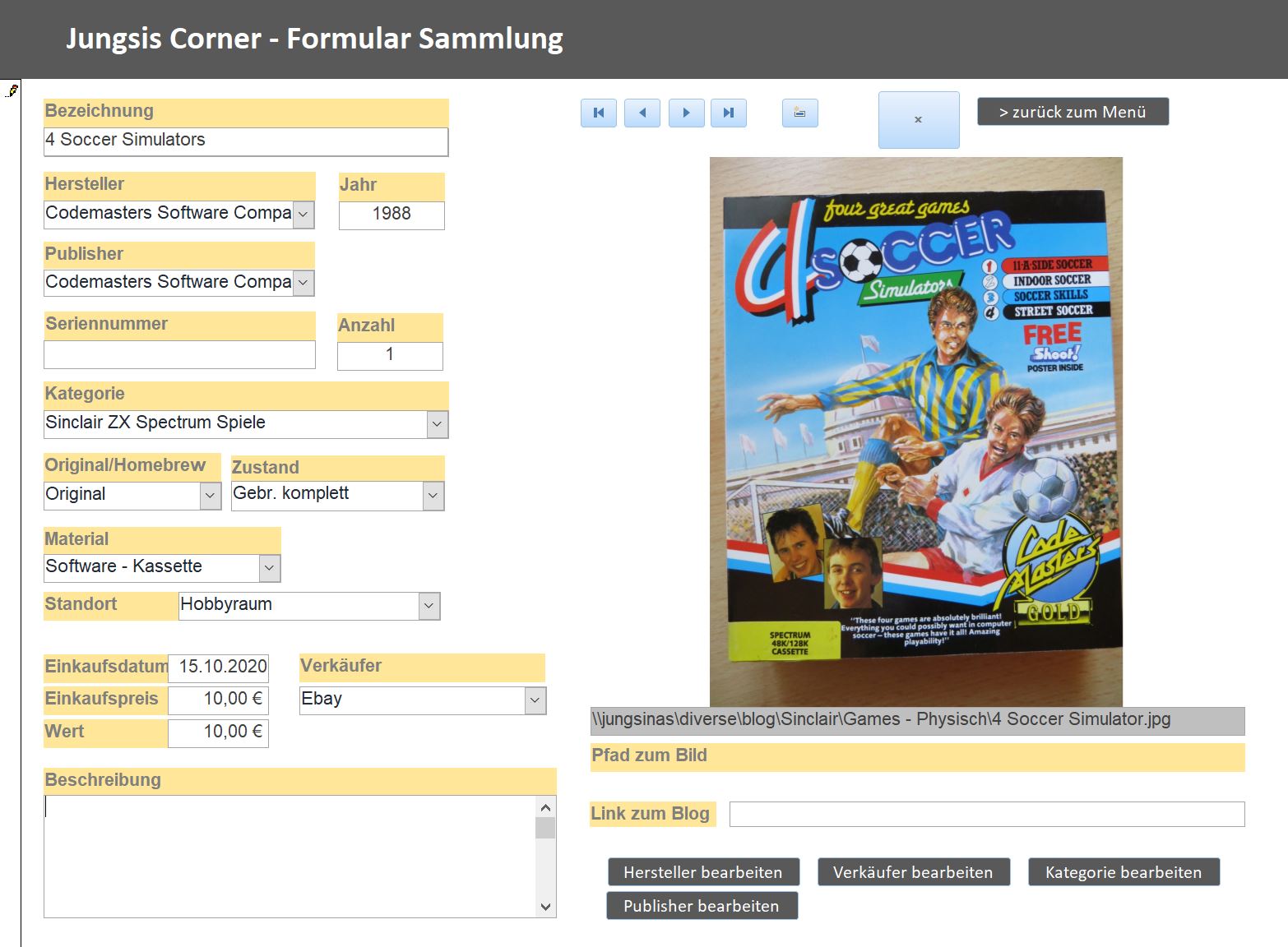 Verwaltung der Sammlung [Sonstige]