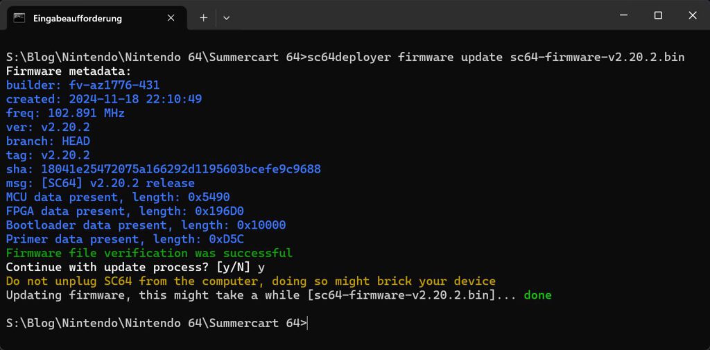 SummerCart 64 - Firmware Update
