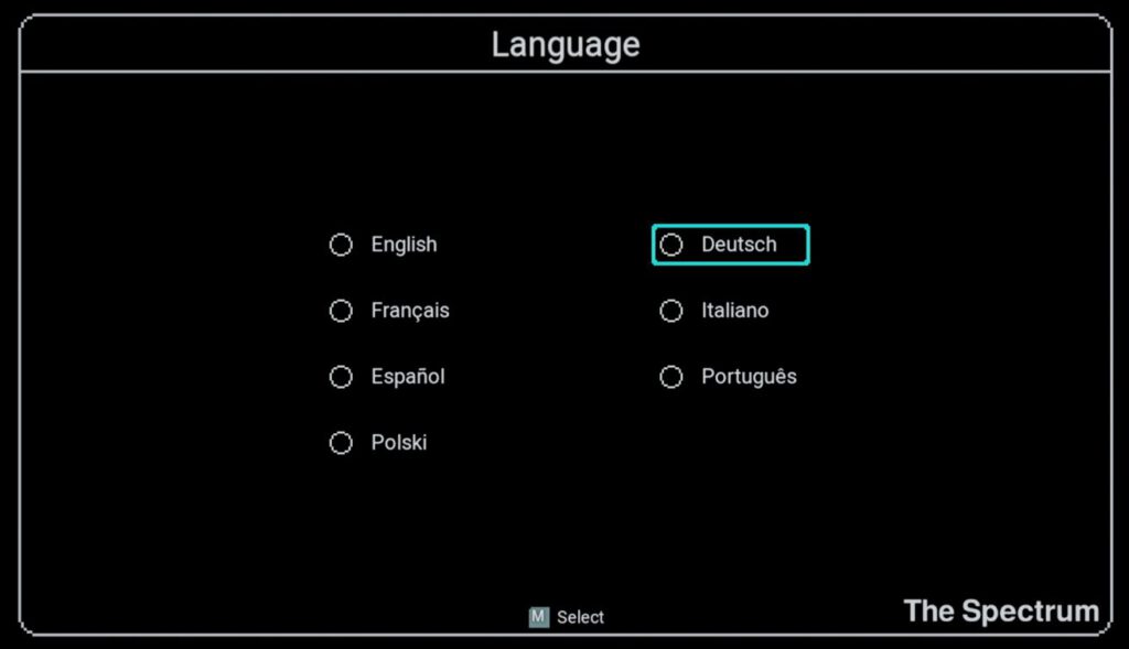 he Spectrum - Start - Start - Spreache einstellen