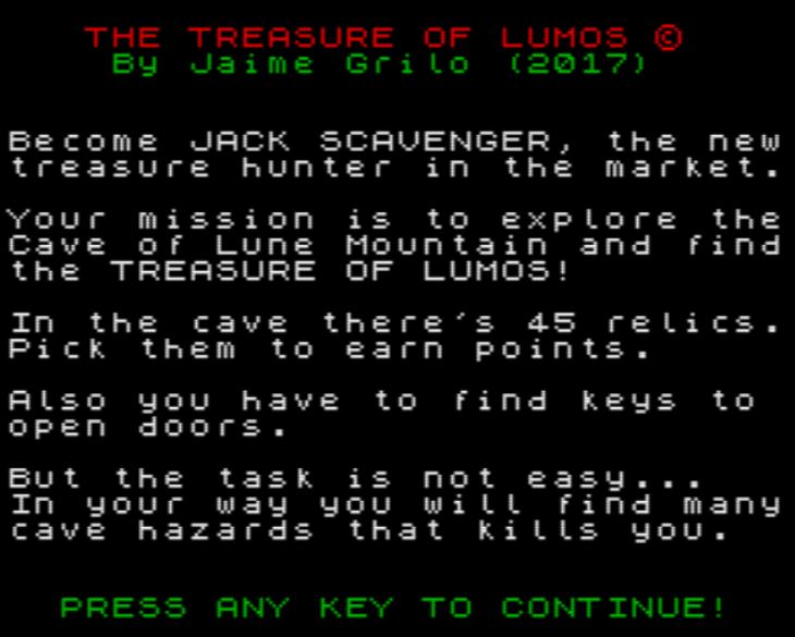 The Treasure Of Lumos [Sinclair ZX Spectrum]