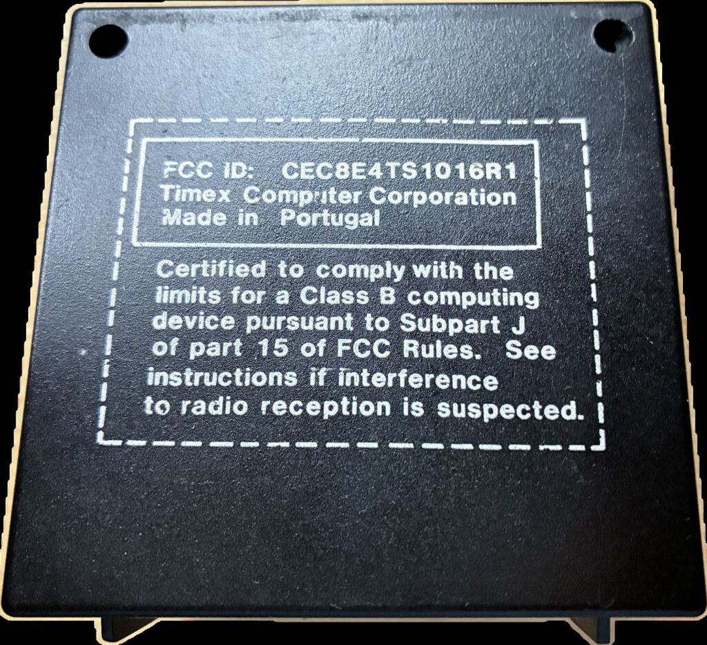 Timex Sinclair 1016 - Rückseite