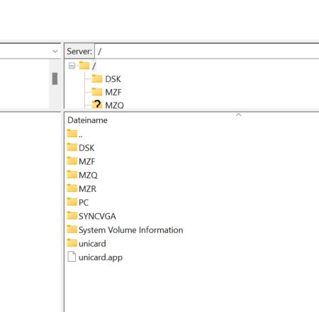 Unicard - Netzwerk FTP Filezilla