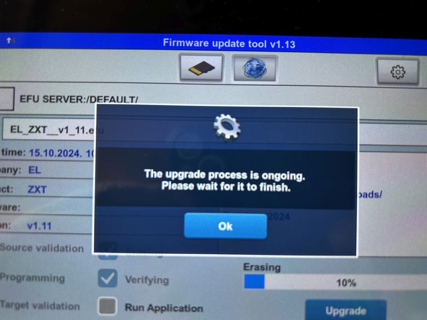ZX Touch - Firmware Update Abschluss