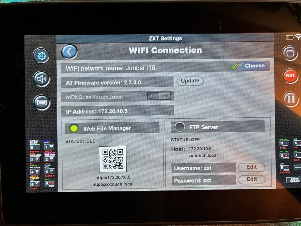 ZX Touch - WiFi Connectrion