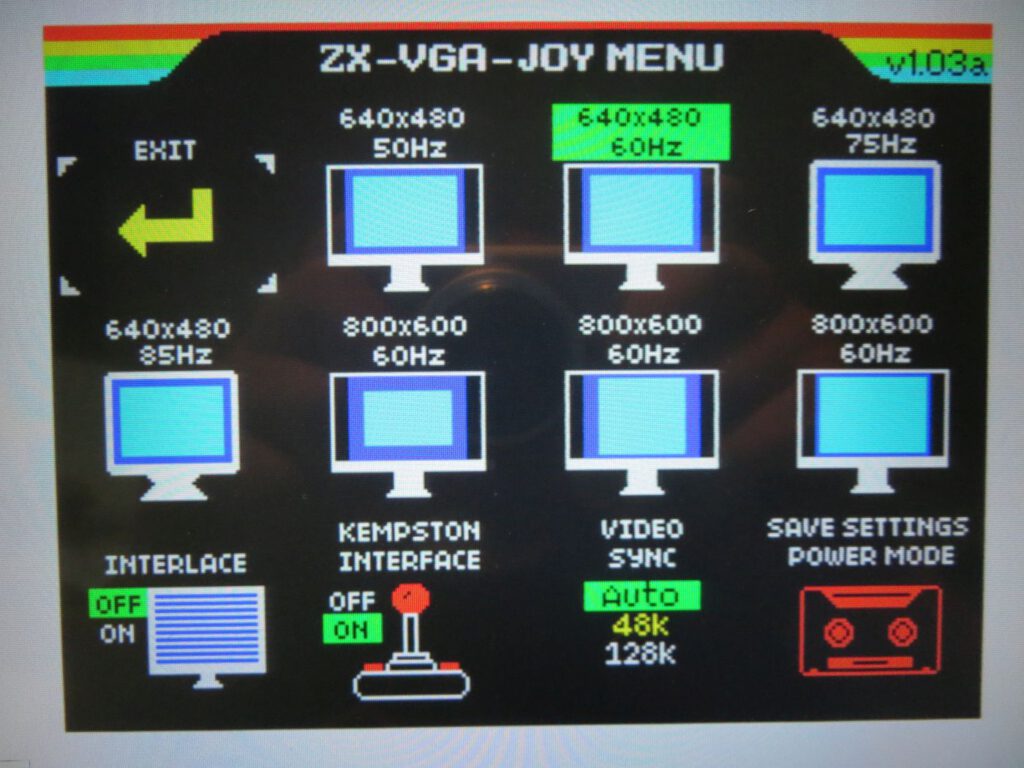 ZX-VGA-JOY - Menü
