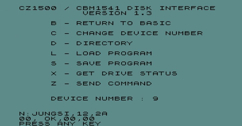 ZX1541 - Send Command - Anzeige nach dem Formatieren