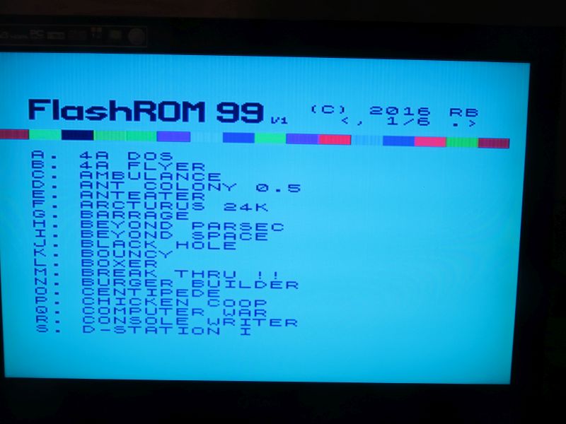 FlashROM 99 TI Auswahlmenü
