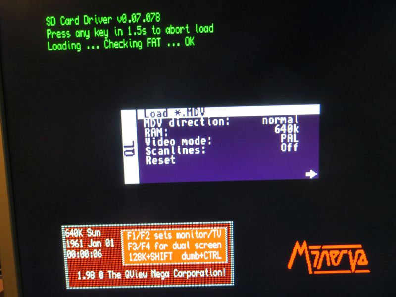 MIST - Sinclair QL Core - Menü