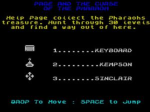 Page and the Curse of the Pharao - Menü