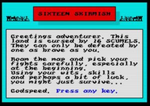 Sixteen Skirmish - Startbildschirm